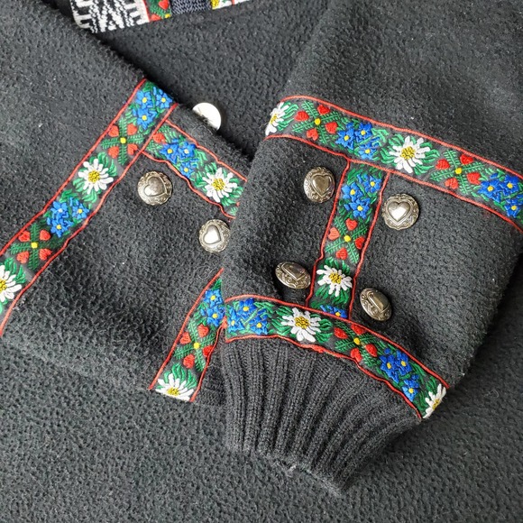 Obermeyer vintage fleece embroidered pullover women's large black - Picture 3 of 13